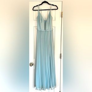 Icy blue floor length dress